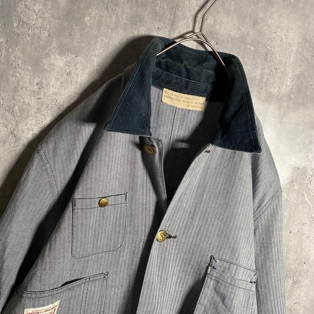 美品⭐️BONCOURA ボンクラ ショップコート ヘリンボーン 40 L相当