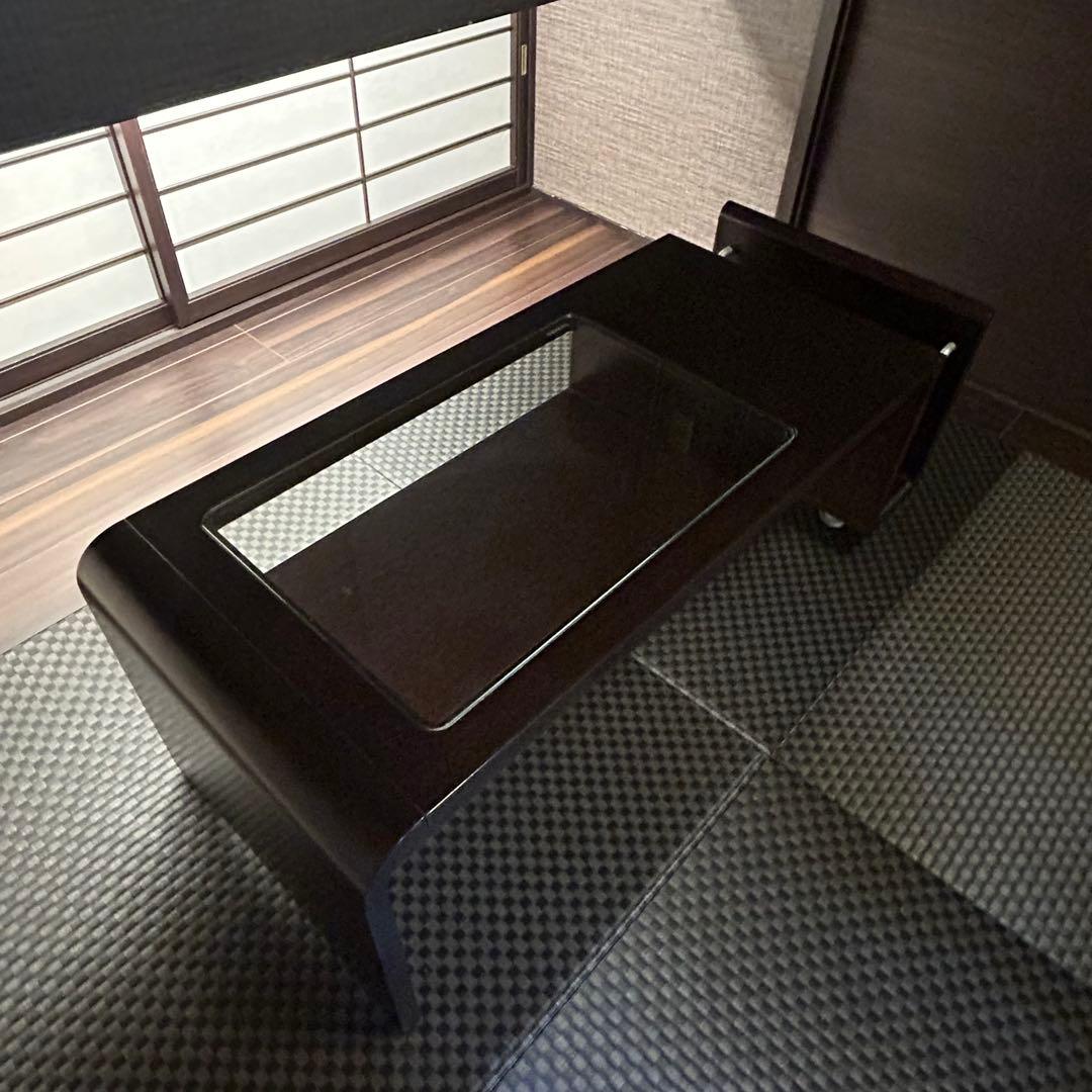 ꧁カリモク家具 karimoku꧂ キャスター&コンセント付ガラステーブル