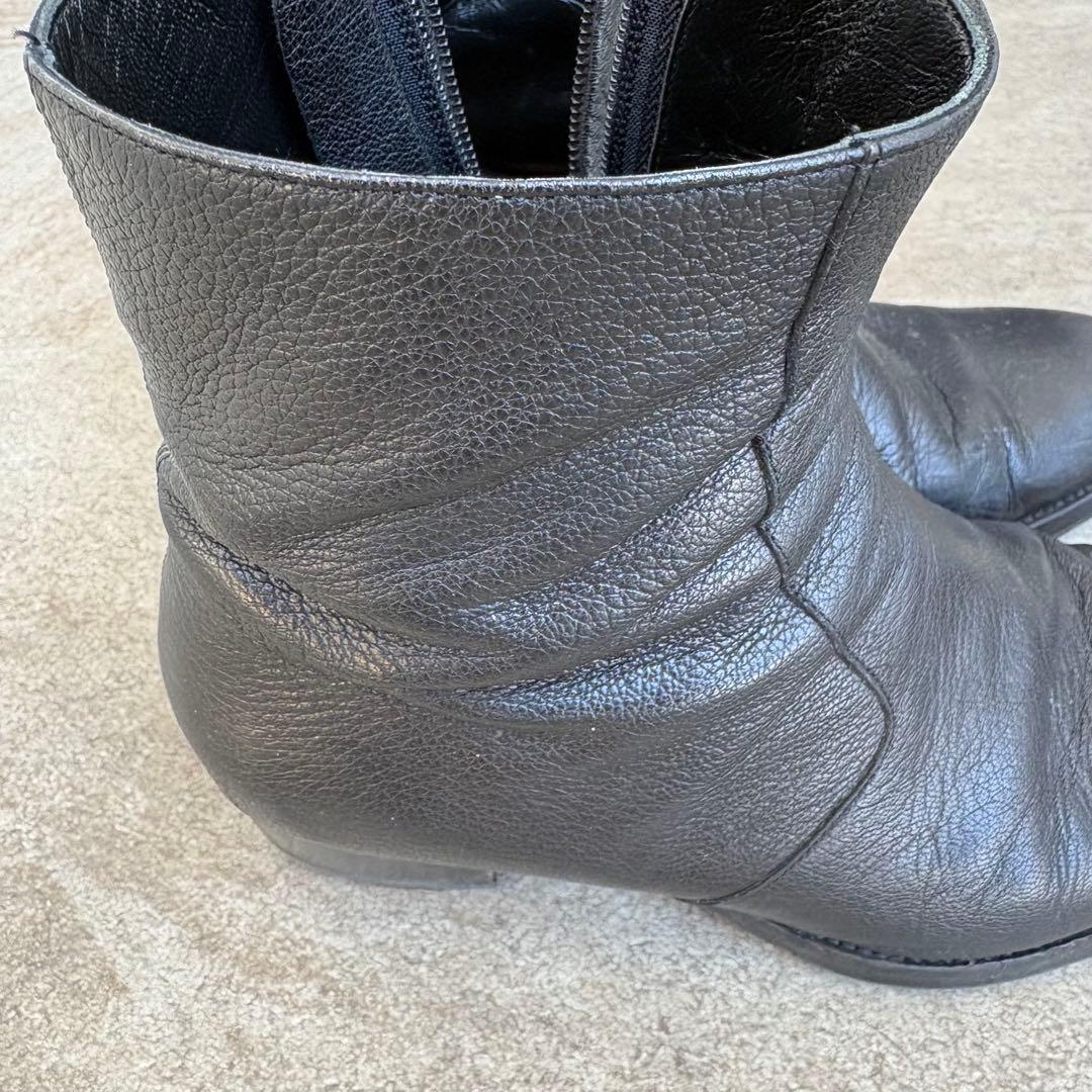 サンローラン　黒レザー ジッパーブーツ 低ヒール 39