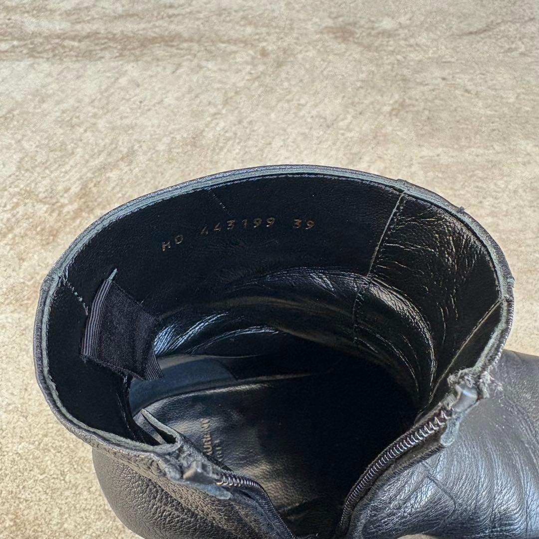 サンローラン　黒レザー ジッパーブーツ 低ヒール 39