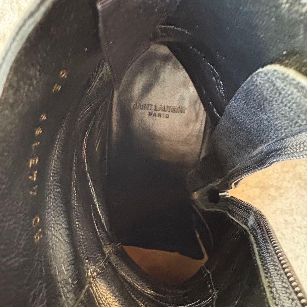 サンローラン　黒レザー ジッパーブーツ 低ヒール 39