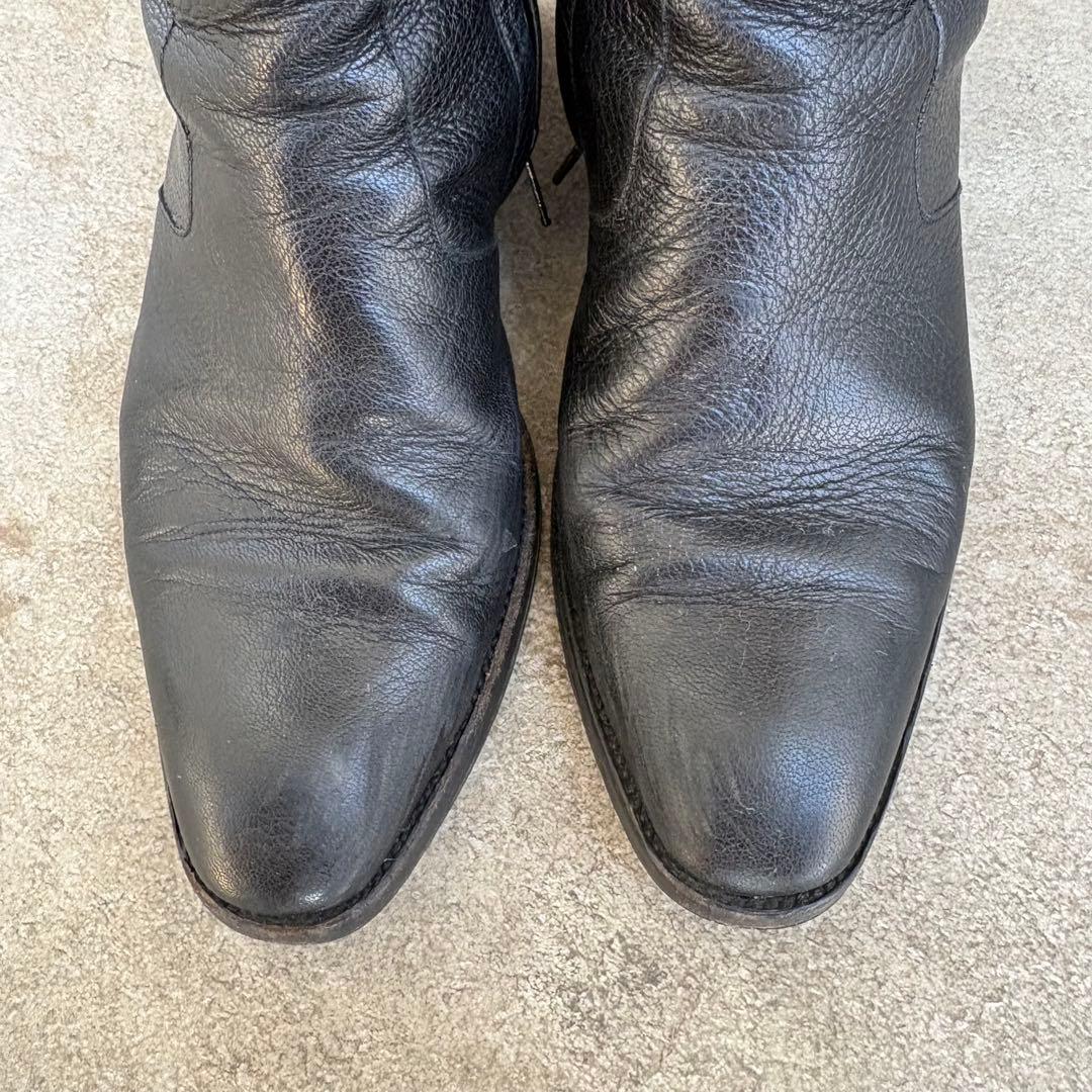 サンローラン　黒レザー ジッパーブーツ 低ヒール 39