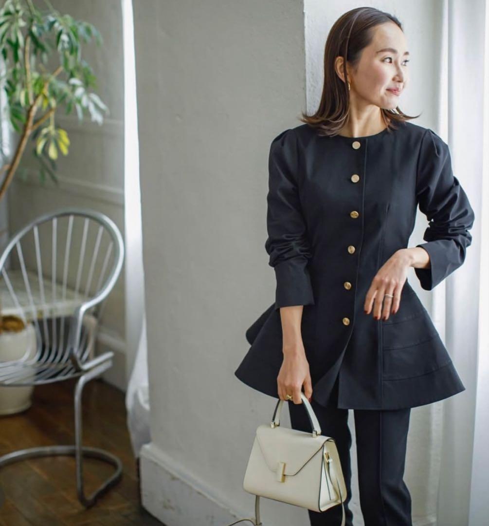 Miu♡ BLUELEA ブルレア ペプラムジャケット ノーカラー S 黒