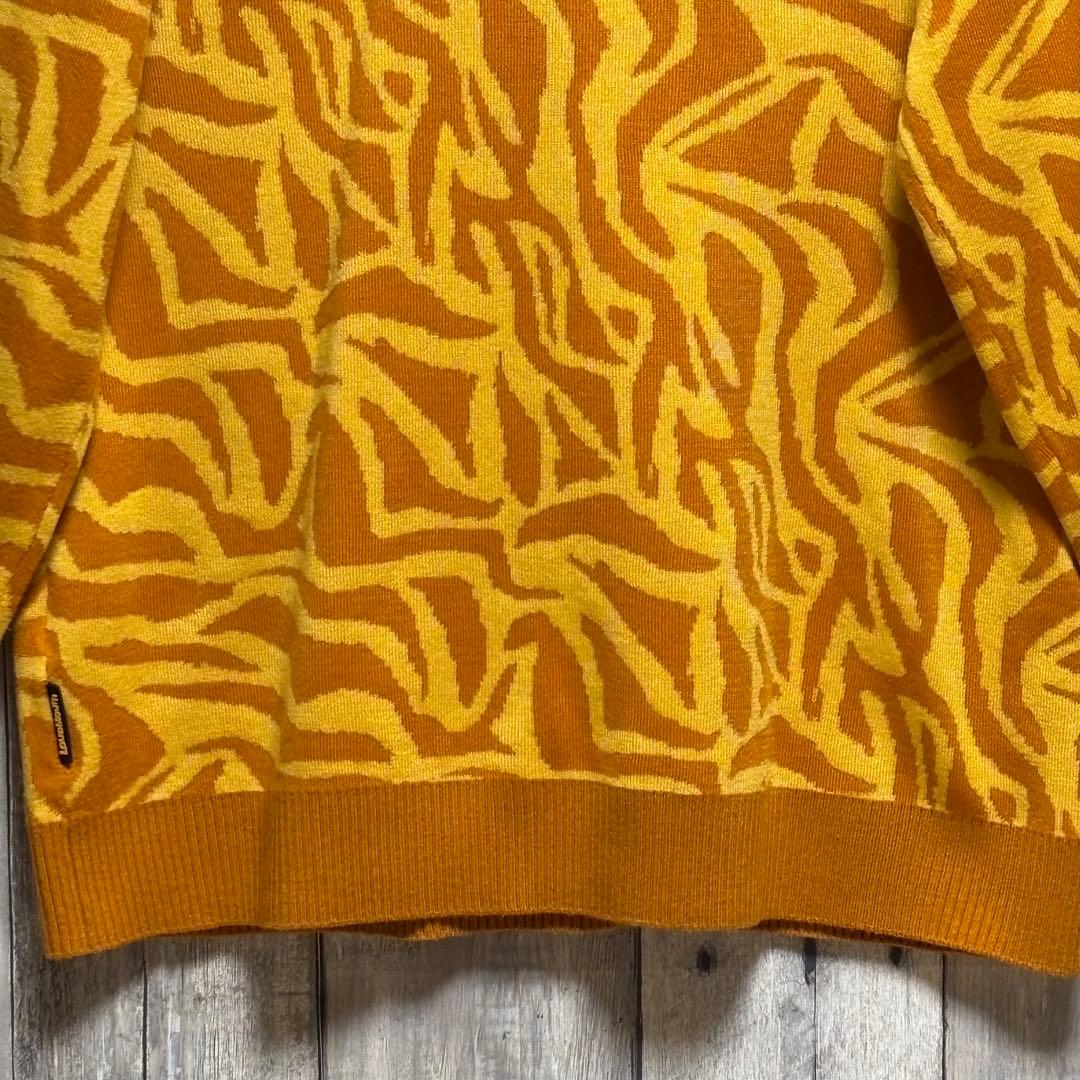 ラウドマウス　ニット　セーター　ハーフジップ　総柄　ビックロゴ　ウール混　L