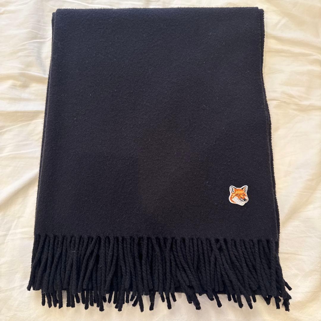 K Maison Kitsuné メゾンキツネ 黒 マフラー フォックス