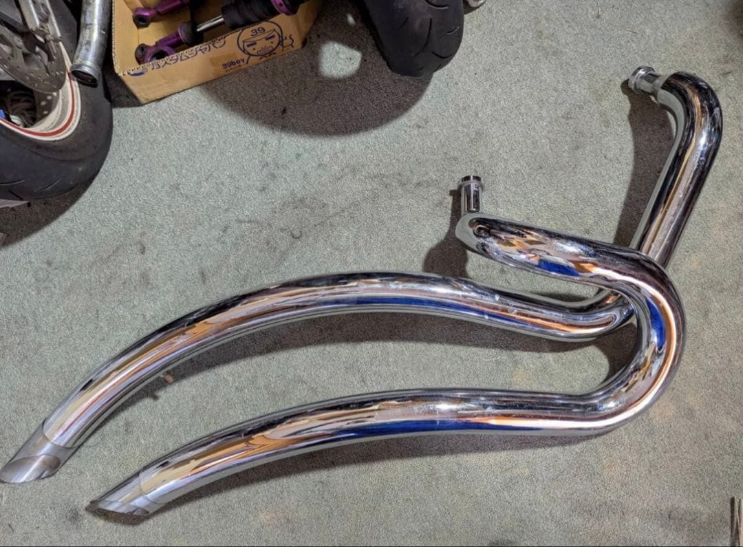 まさと　シャドウ400 アメリカンドラッガーズ製 ストレッチパイプマフラー