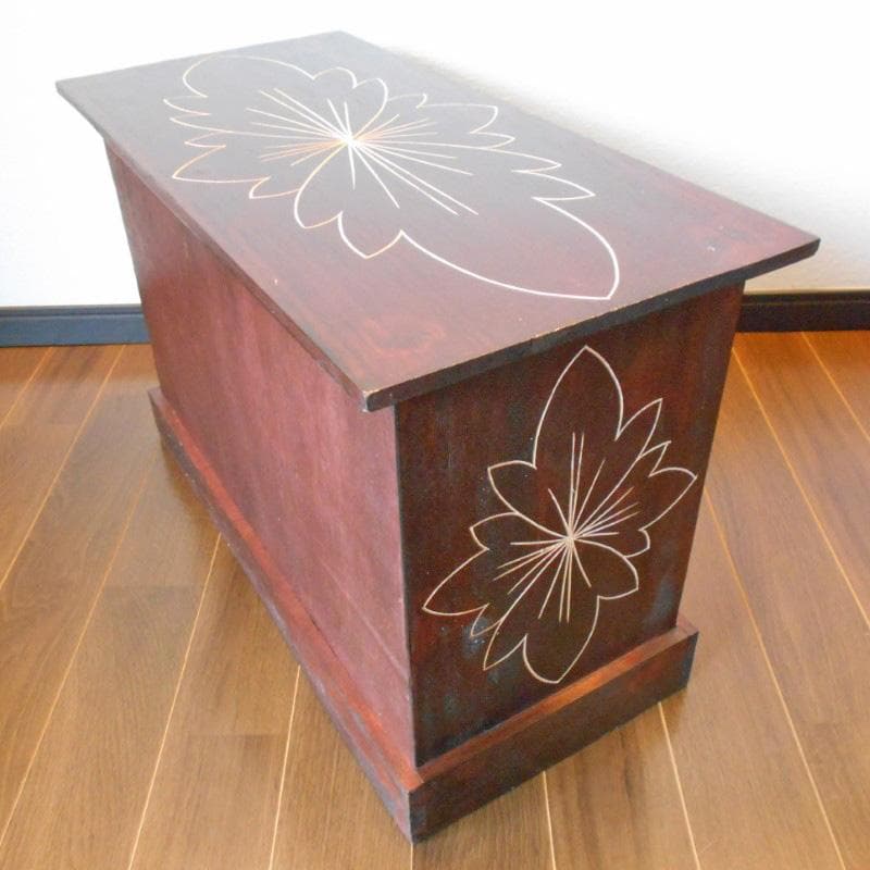 980円 値下げ品‼︎ 花柄模様 チェスト アジアン家具 バリ家具 完成品家具
