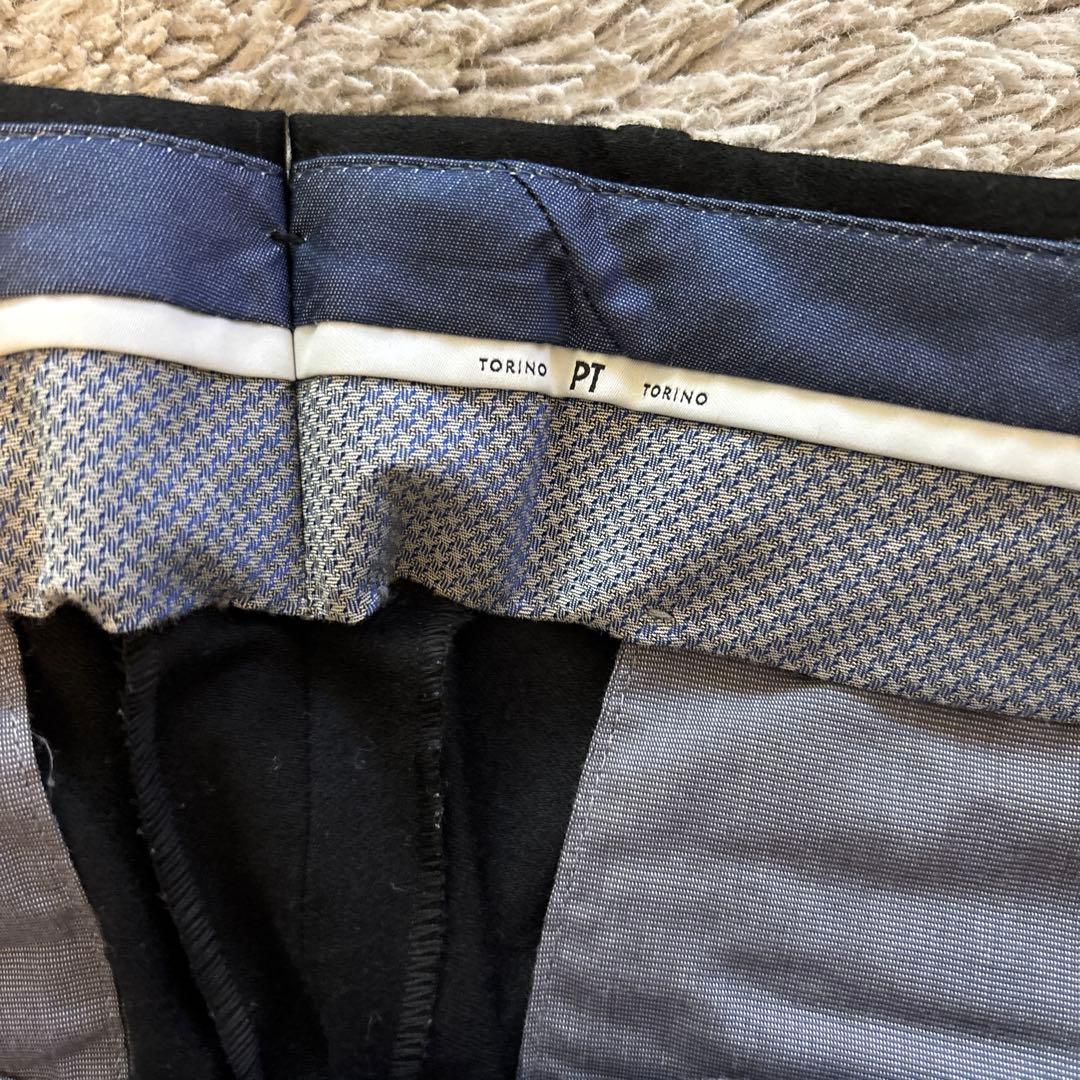TORINO PT 毛98%ブラック スラックス Lサイズ　48