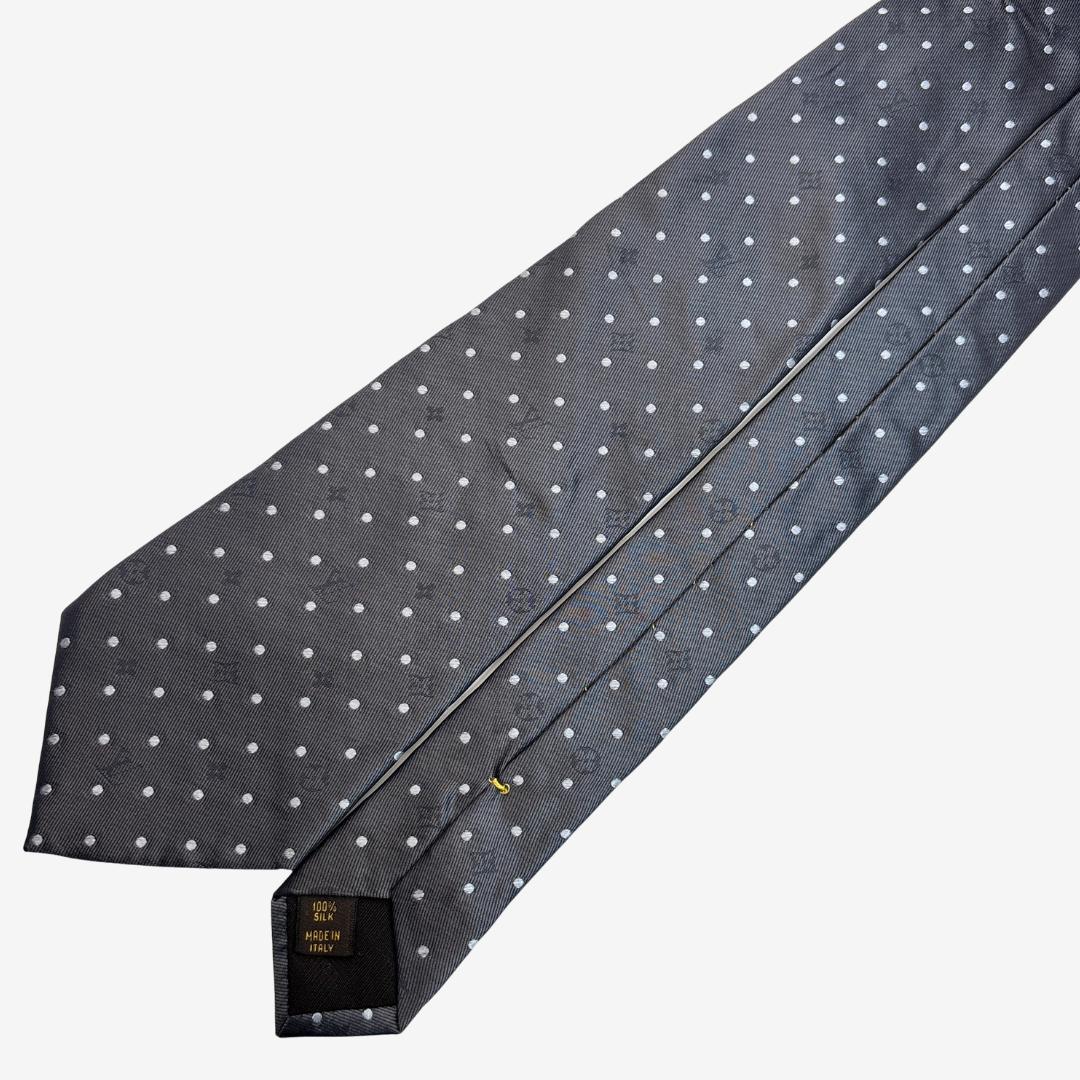 LOUIS VUITTON シルクネクタイ モノグラム ドット柄 グレー