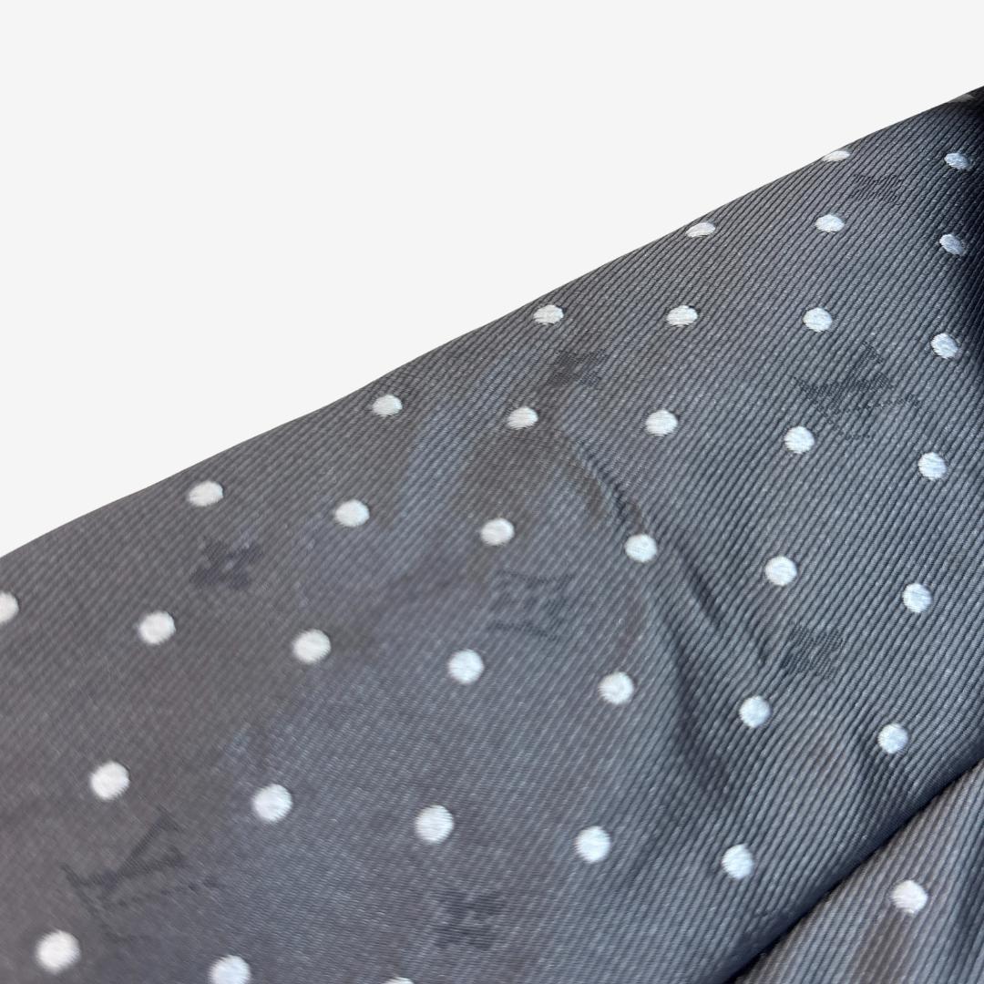 LOUIS VUITTON シルクネクタイ モノグラム ドット柄 グレー