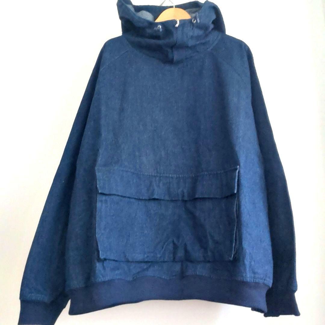 美品】完売品 アンティカantiqua デニムプルオーバー ビッグポケットパーカ