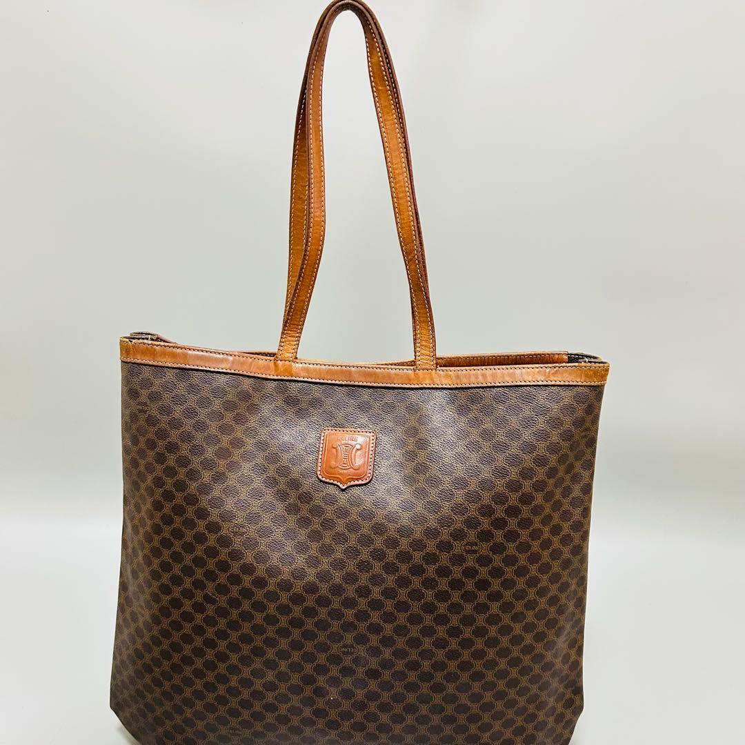 CELINE セリーヌ マカダム柄 PVC×レザー トートバッグ 肩掛け◎