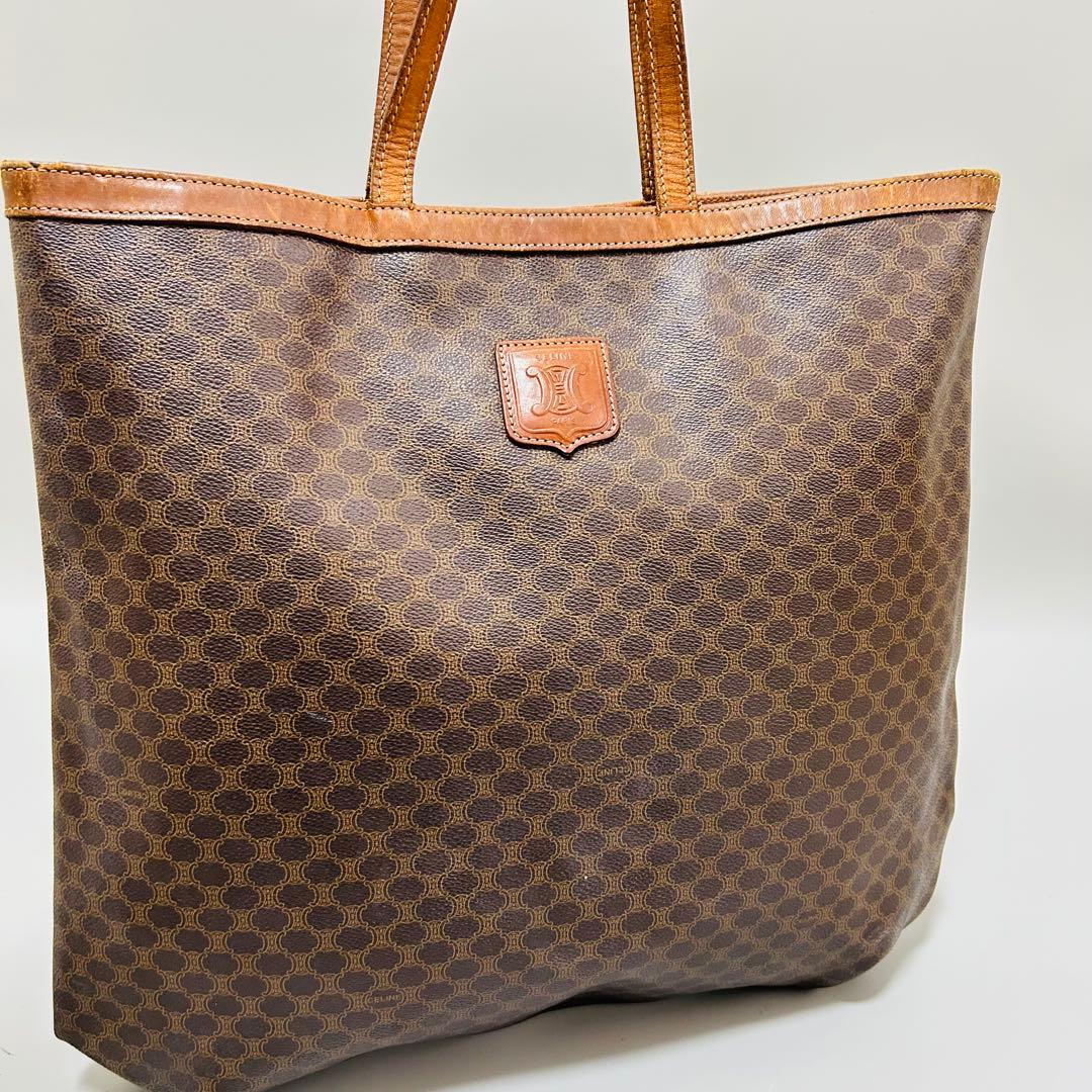 CELINE セリーヌ マカダム柄 PVC×レザー トートバッグ 肩掛け◎