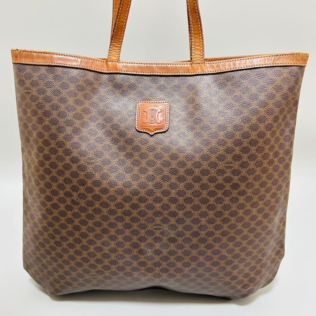 CELINE セリーヌ マカダム柄 PVC×レザー トートバッグ 肩掛け◎