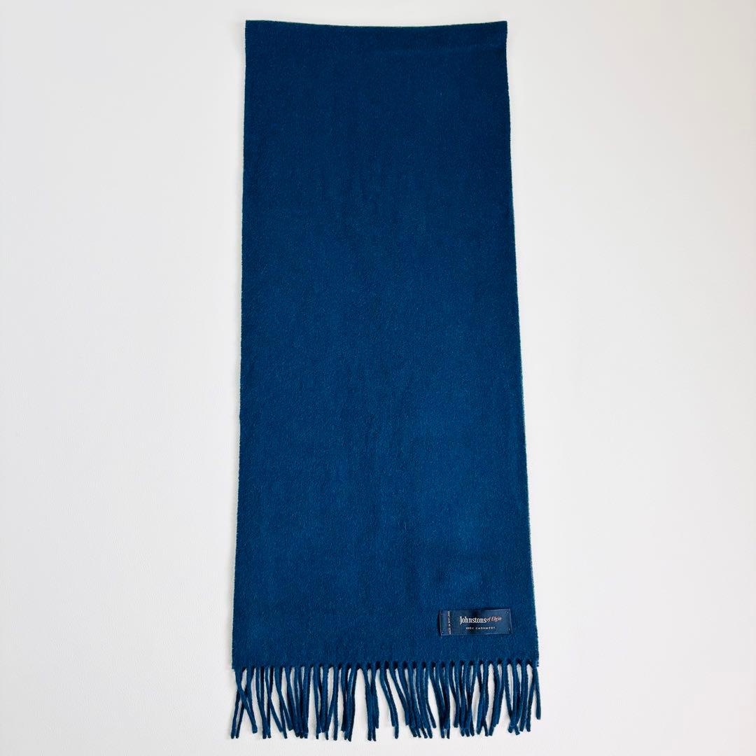 1671【美品】ジョンストンズ カシミヤ100% マフラー ネイビー