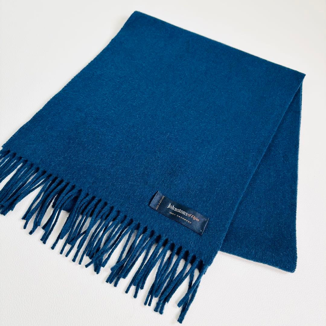 1671【美品】ジョンストンズ カシミヤ100% マフラー ネイビー