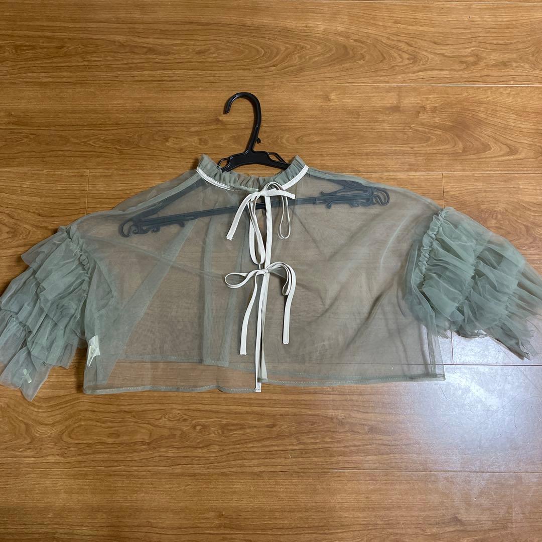 プルーブー　POURVOUS ギャザーチュールセットドレス　グリーン　Sサイズ