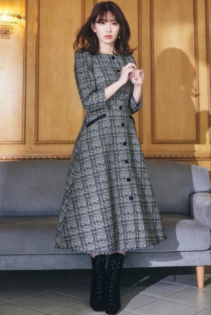【herlipto】Classic Tweed Midi Dress