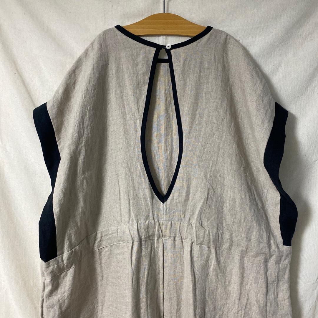 ito fukuoka リネン バックオープン オールインワン バイカラー