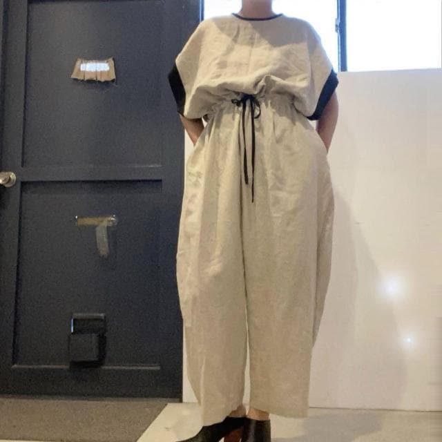 ito fukuoka リネン バックオープン オールインワン バイカラー