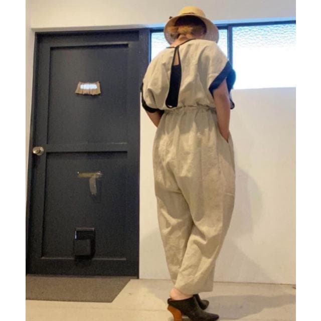 ito fukuoka リネン バックオープン オールインワン バイカラー