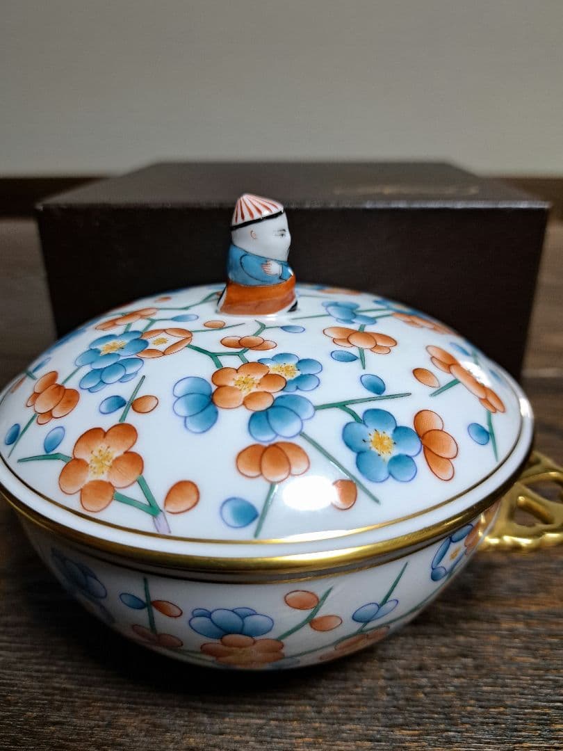 新品　ヘレンド　　　上海蓋つきカバードボール　　　マンダリンボックス