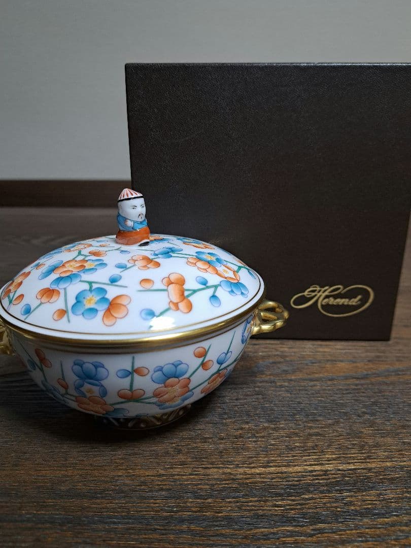 新品　ヘレンド　　　上海蓋つきカバードボール　　　マンダリンボックス