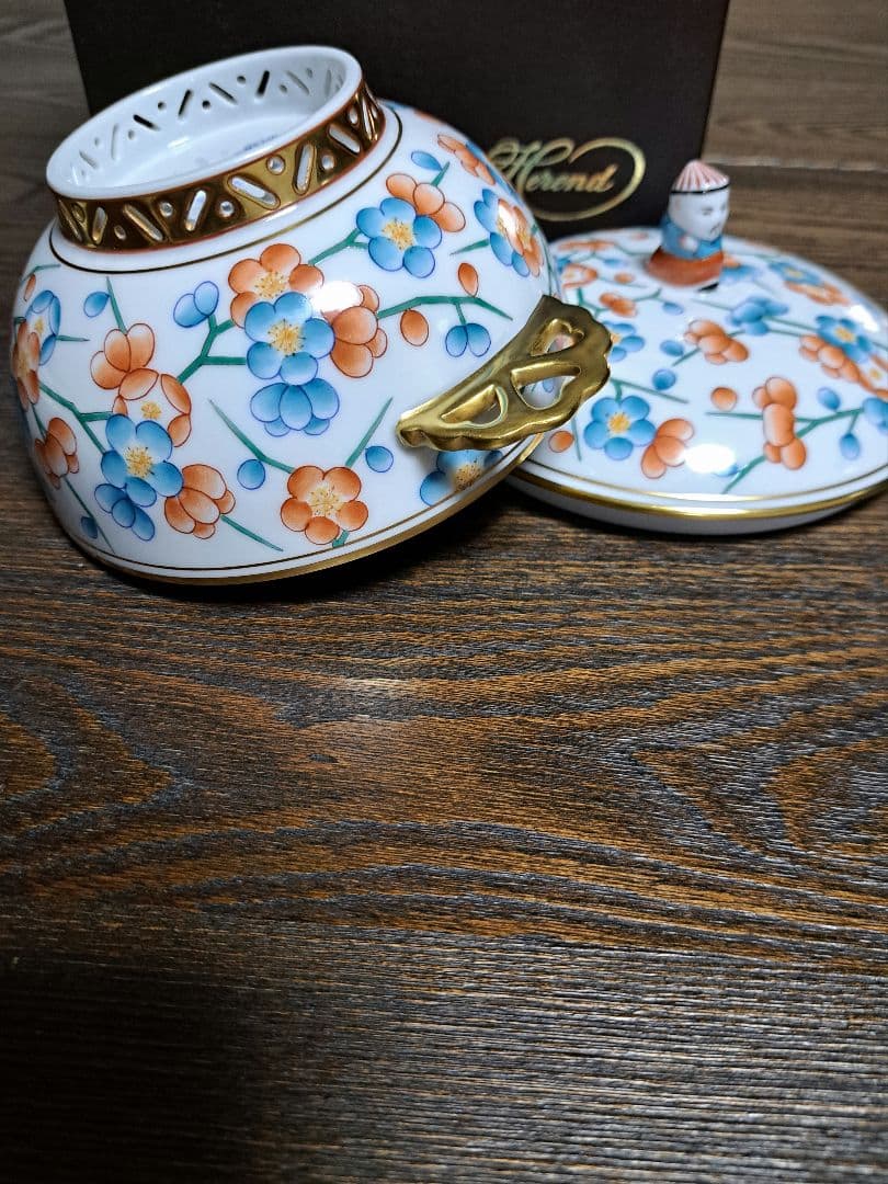 新品　ヘレンド　　　上海蓋つきカバードボール　　　マンダリンボックス