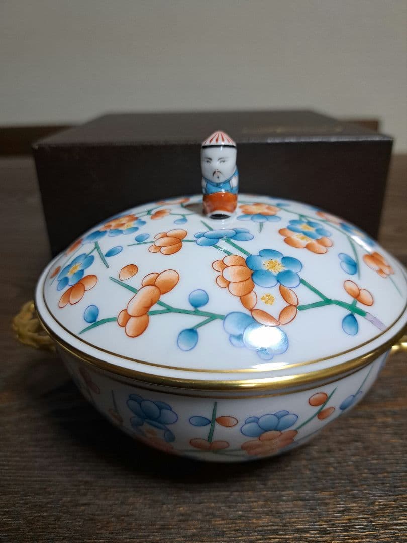 新品　ヘレンド　　　上海蓋つきカバードボール　　　マンダリンボックス