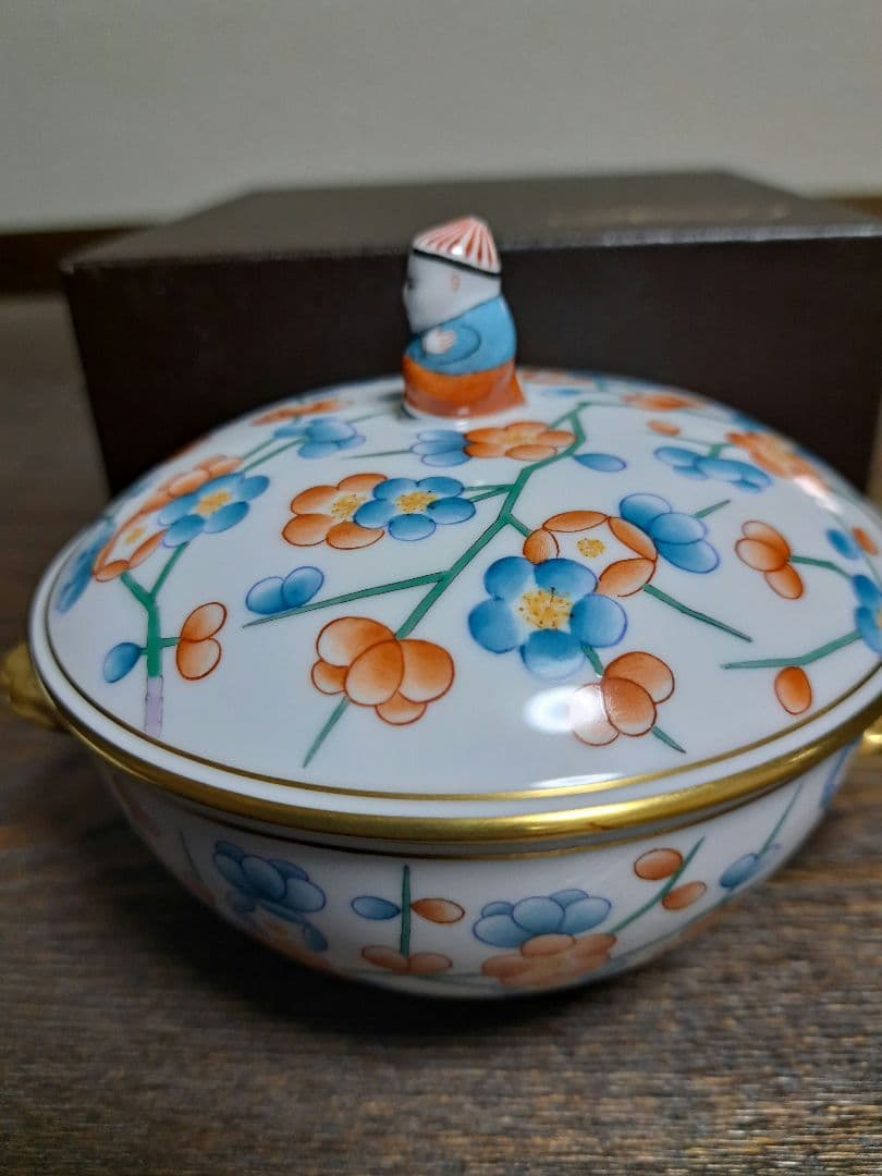 新品　ヘレンド　　　上海蓋つきカバードボール　　　マンダリンボックス