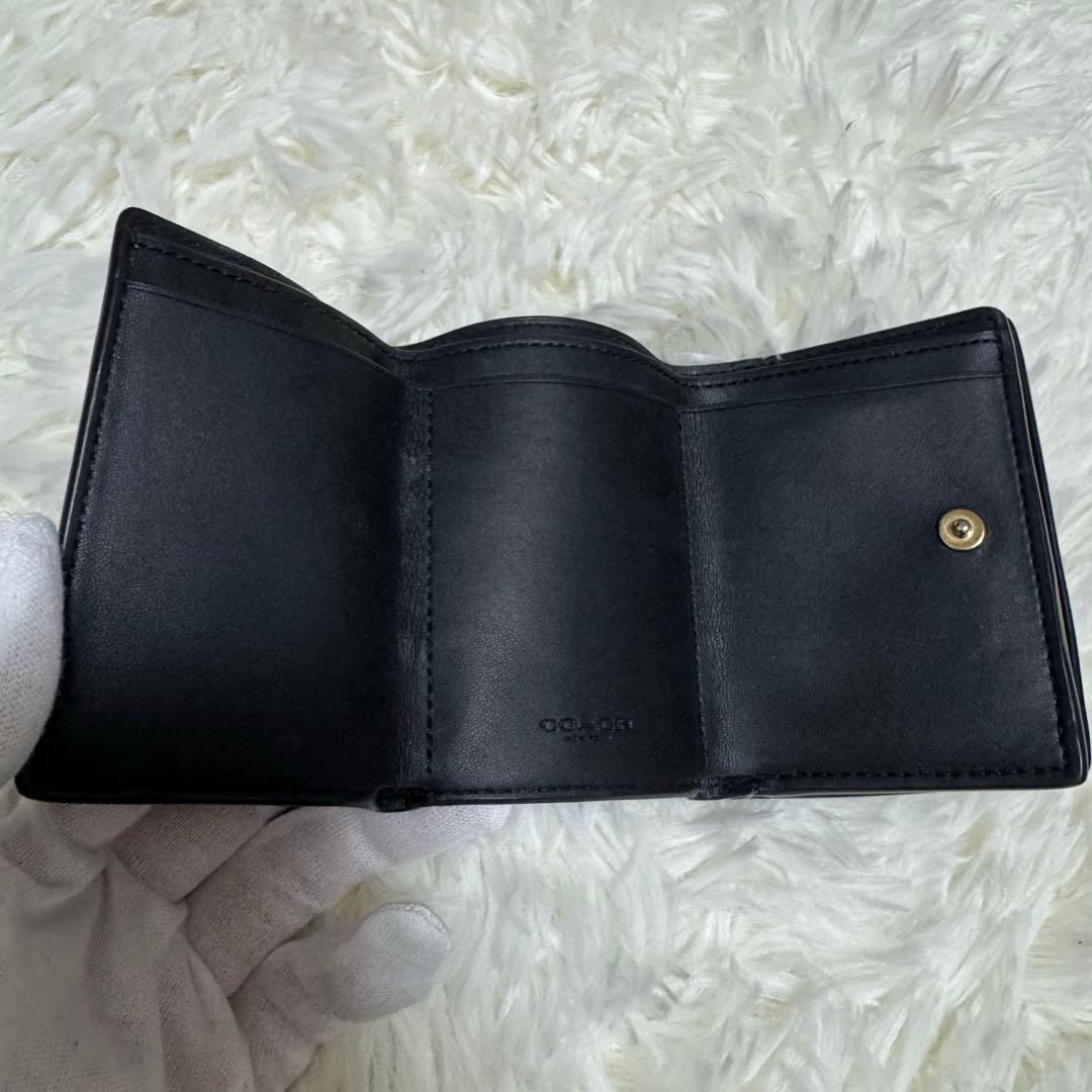 coach コーチ　三つ折り財布　オリガミ　レザー　ブラック