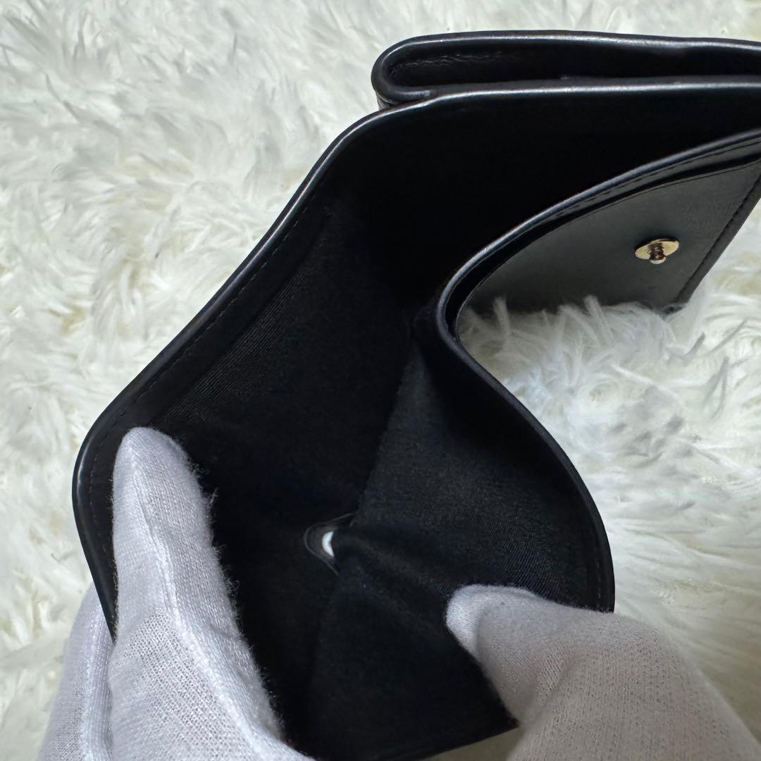 coach コーチ　三つ折り財布　オリガミ　レザー　ブラック