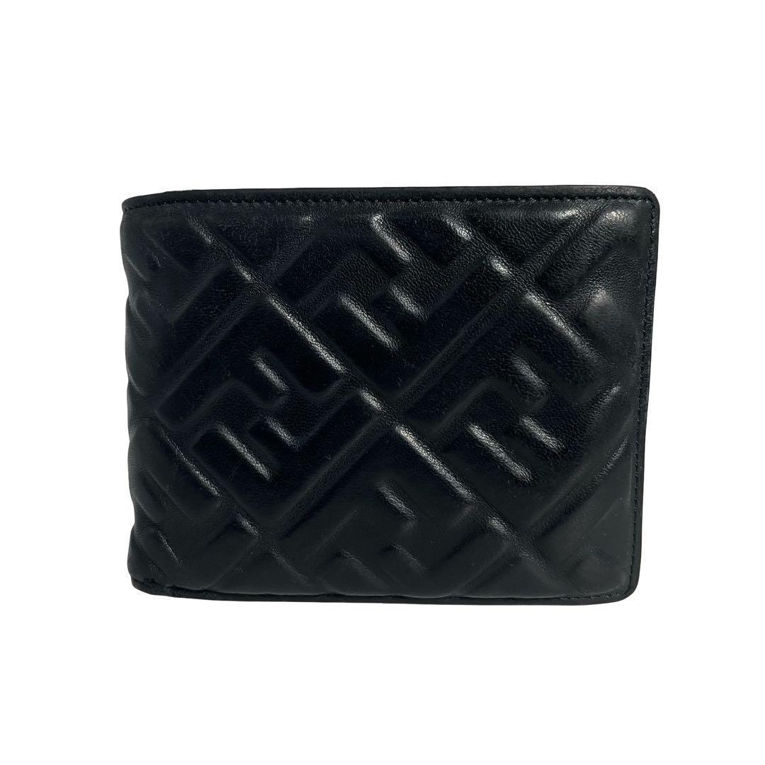 レア✨フェンディ 二つ折り財布 FFロゴ ズッカ エンボス レザー バイカラー