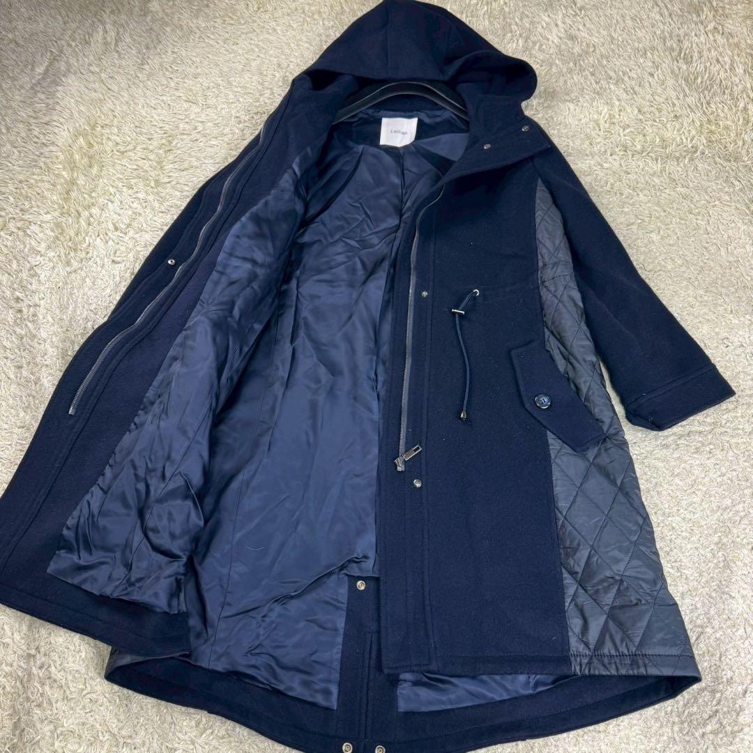 レリアン ロングコート ウール キルティング 切替 フード ドローコード 9