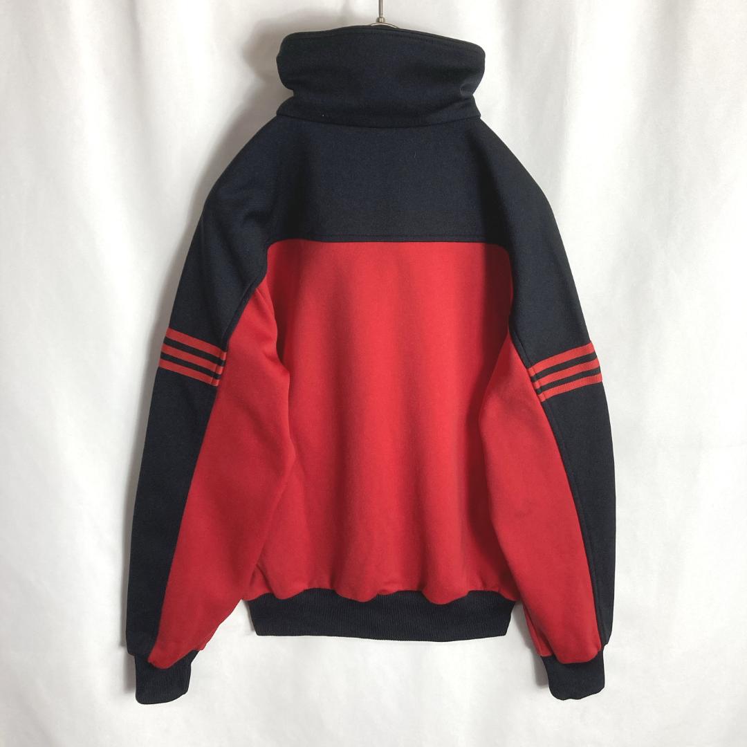 80s古着アディダス 西ドイツ デサント製トラックジャケット ジャージ 赤黒色
