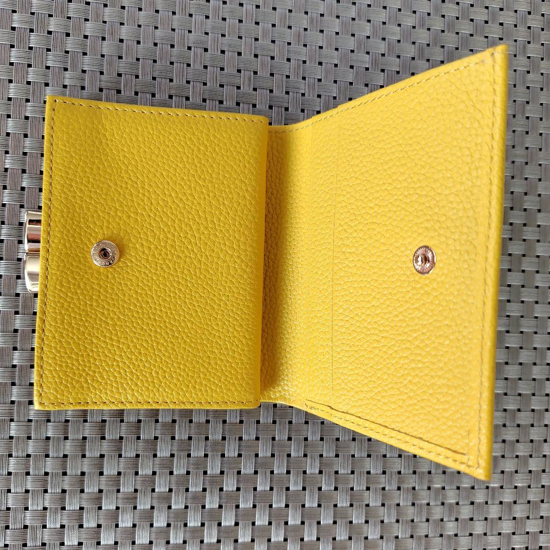 【皇居】二つ折り財布＆ミラーセット 黄色 イエロー