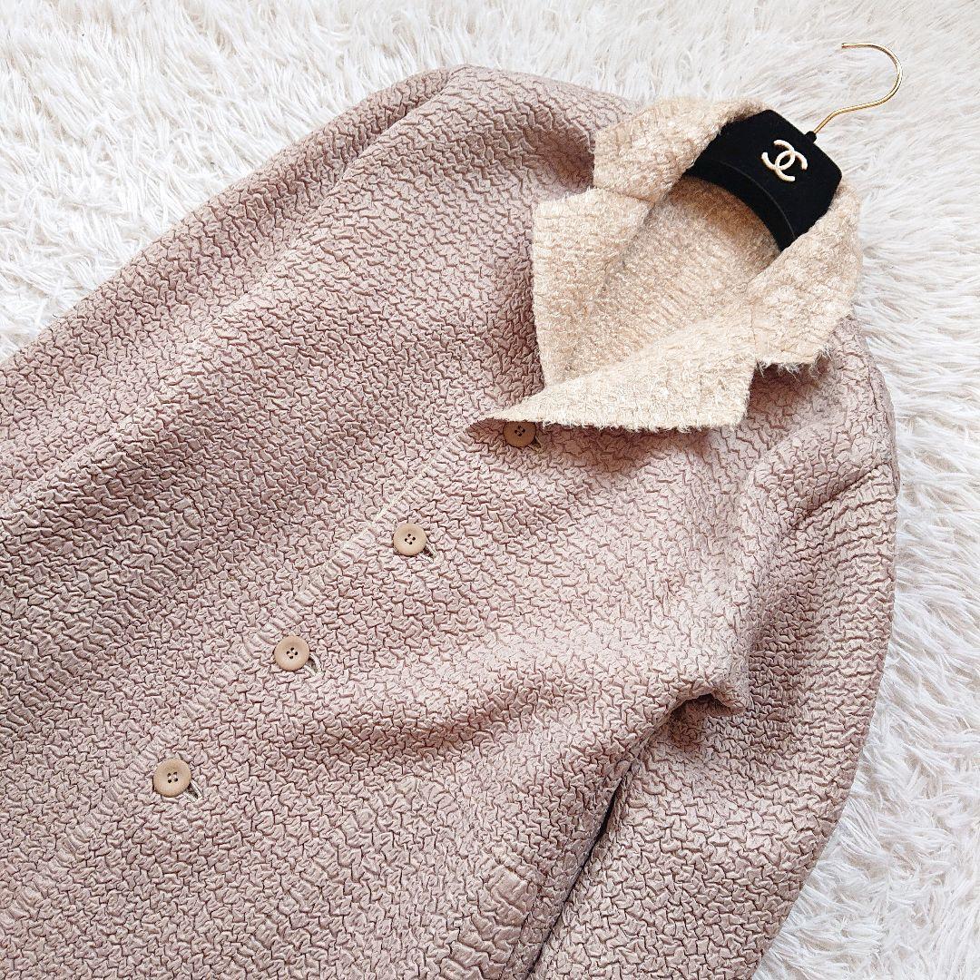 イッセイミヤケ シワ加工 プリーツ リバーシブル チェスタコート ロングコート