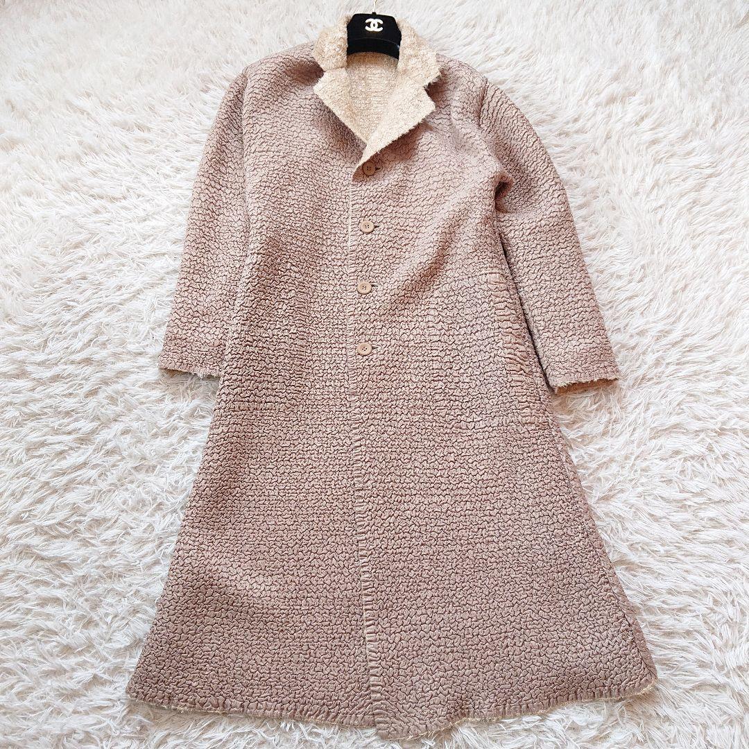 イッセイミヤケ シワ加工 プリーツ リバーシブル チェスタコート ロングコート