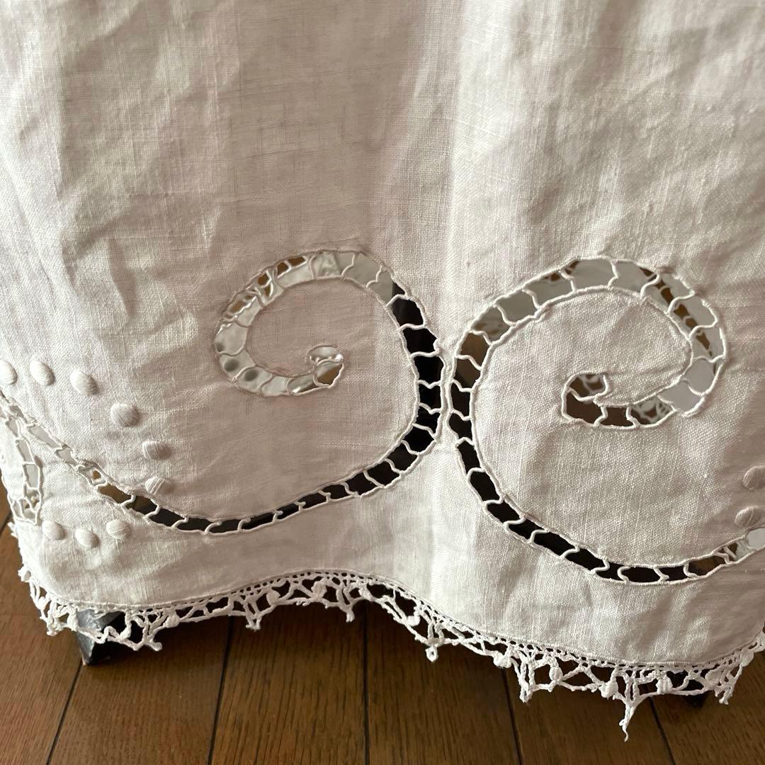 フランスアンティーク　リネン　エプロン