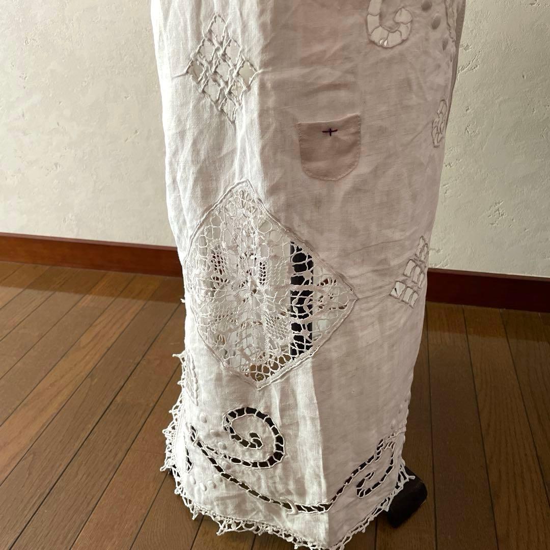 フランスアンティーク　リネン　エプロン