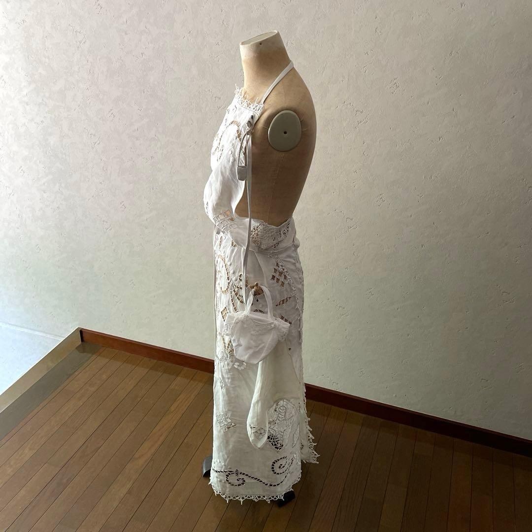 フランスアンティーク　リネン　エプロン