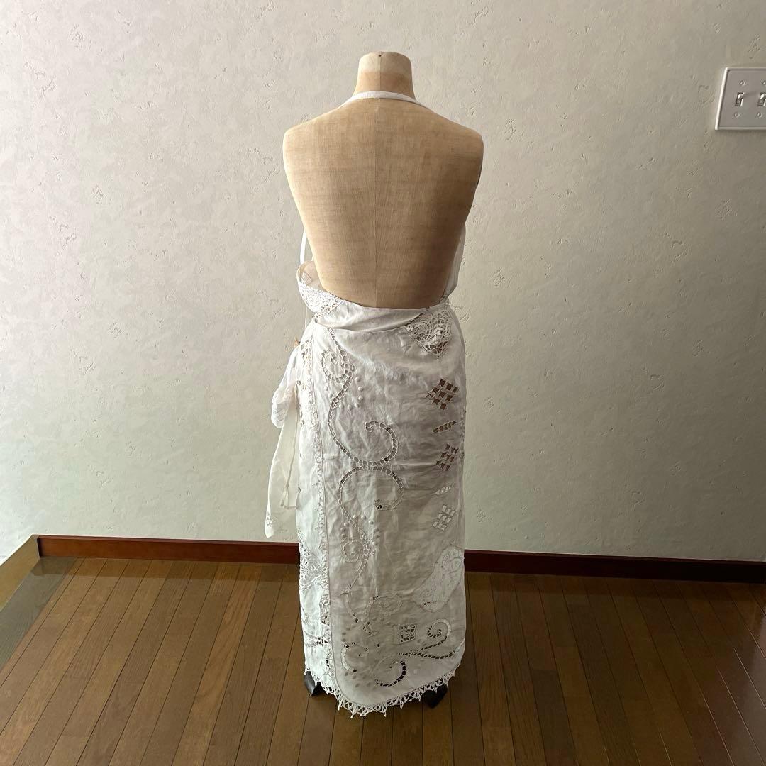 フランスアンティーク　リネン　エプロン