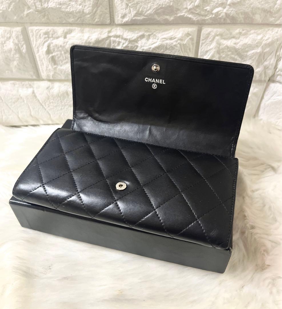 【まりりん様】CHANELカンボンライン レザー 長財布 ブラック シール有り