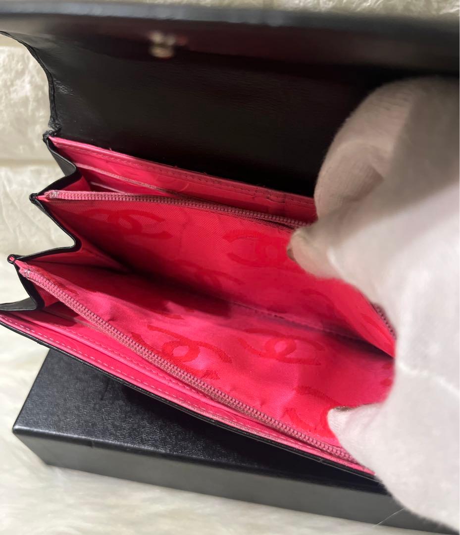 【まりりん様】CHANELカンボンライン レザー 長財布 ブラック シール有り