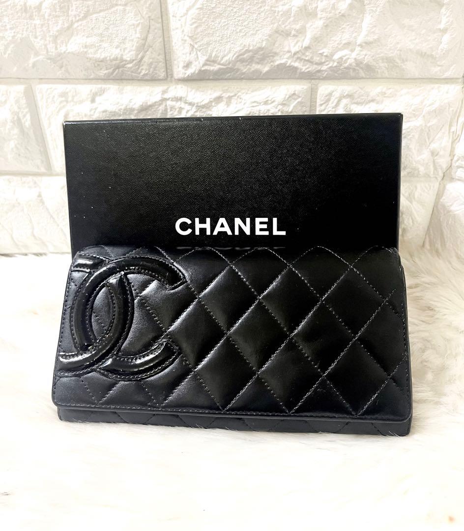 【まりりん様】CHANELカンボンライン レザー 長財布 ブラック シール有り
