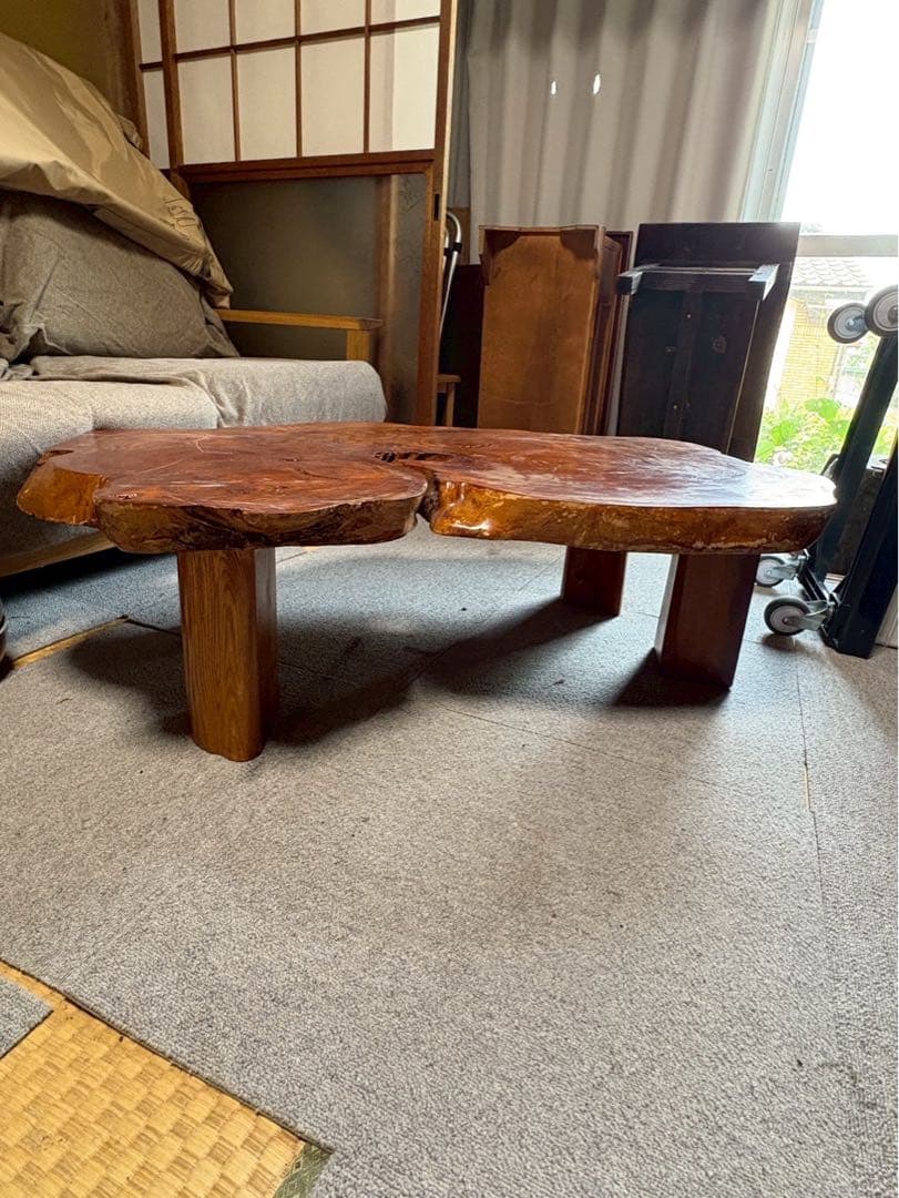 銘木 ケヤキ 一枚板 座卓 ローテーブル 無垢材 和家具 高級 幅107cm