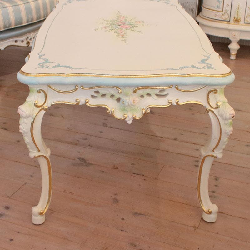 センターテーブル 120cm ロココ調 サイドテーブル 白家具 630-279