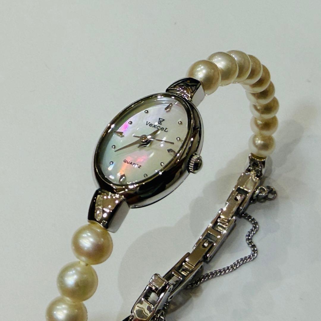 【未使用・箱ナシ】パールウオッチ VEXCEL (べクセル)【稼働品】真珠 時計