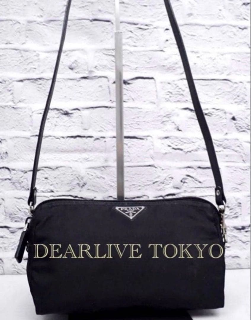 美品◆ PRADAプラダ ナイロンxレザー ショルダー カメラ バッグ ポーチ黒