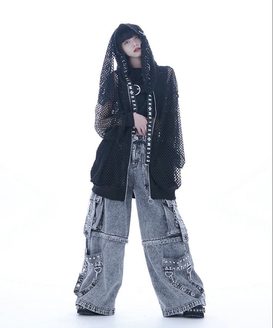 黒*音様 REFLEM うさ耳メッシュZIPパーカー タグ付き未使用品！